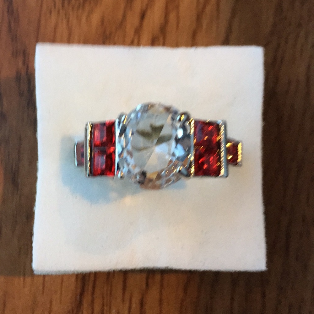 10K White gold plated 4 carat cubic Zirconia RING
